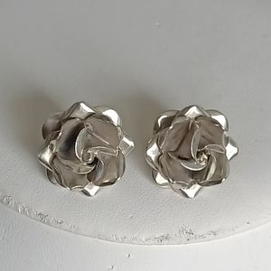 Vintage/Estate Sterling Silver Rose Post Earrings. "Fabulous!"